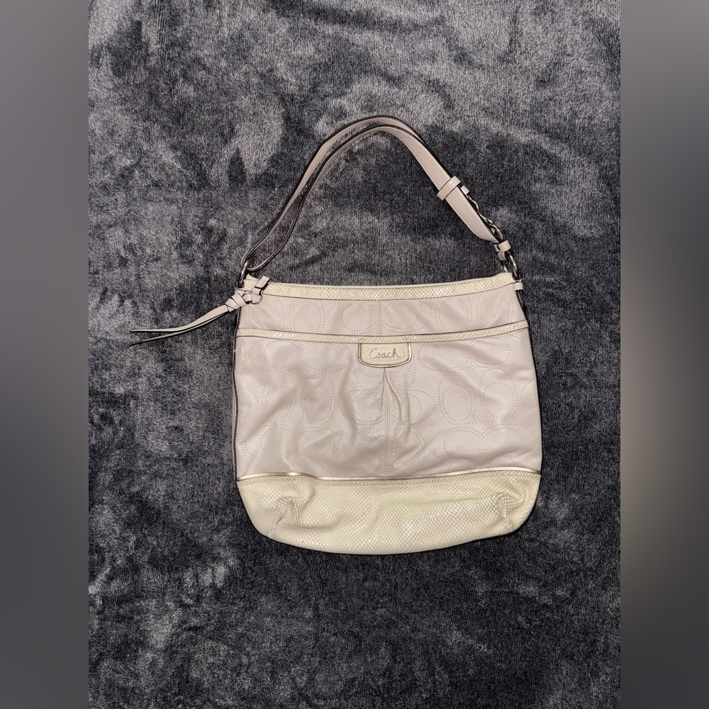 Coach Beige and Cream Shoulder Bag